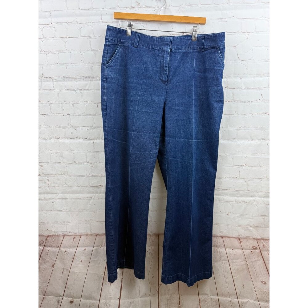 Attention Jeans Womens Size 16 Blue Wide Straight Leg Casual Denim (READ)